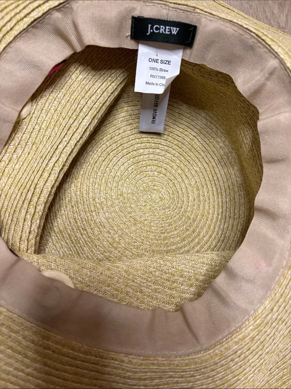 J. Crew Floppy Straw Sun Hat with Pink Striped Bow summer beach vacation cruise